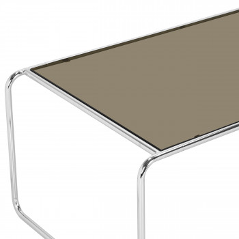 Rika - Table basse en verre pieds chrome L110cm