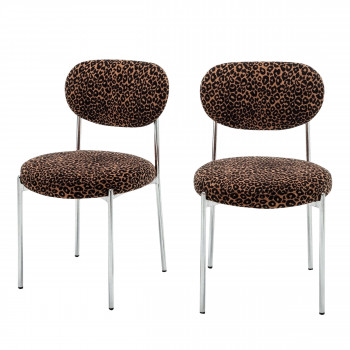 Kyoto - Lot de 2 chaises en tissu imprimé animal pieds chrome