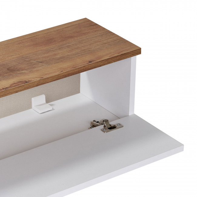 Yara - Meuble tv suspendu 2 portes plateau bois foncé L160cm