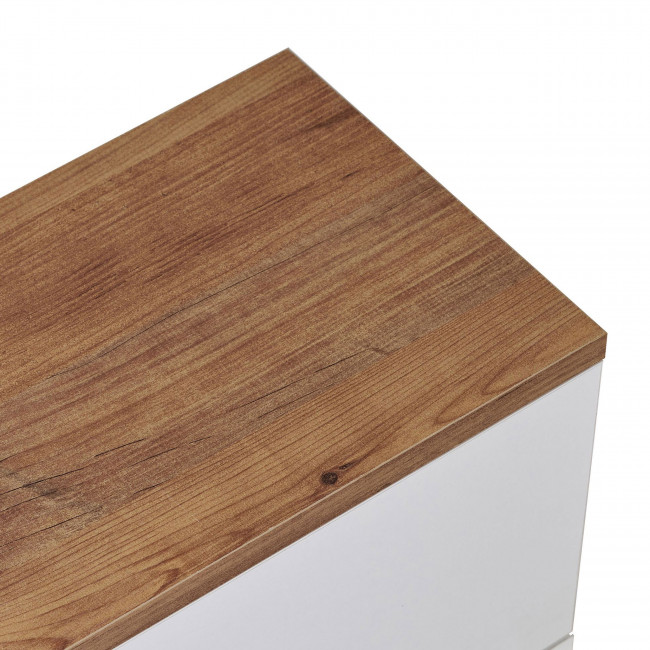 Yara - Meuble tv suspendu 2 portes plateau bois foncé L160cm