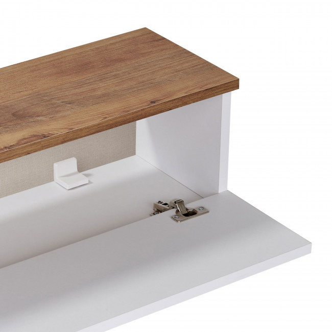 Yara - Meuble tv suspendu 2 portes plateau bois foncé L140cm