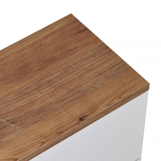 Yara - Meuble tv suspendu 2 portes plateau bois foncé L140cm