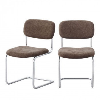 Marcel - Lot de 2 chaises en tissu pieds chrome 