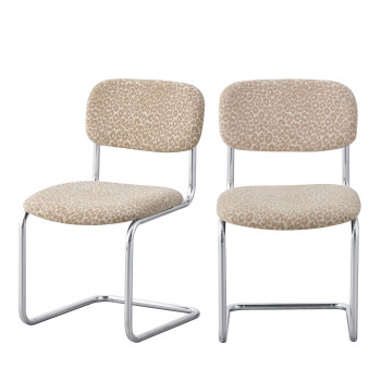 Marcel - Lot de 2 chaises imprimé animal pieds chrome 