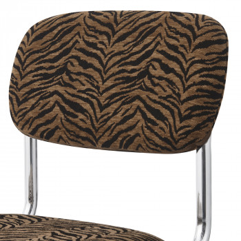 Marcel - Lot de 2 chaises imprimé tigre pieds chrome 