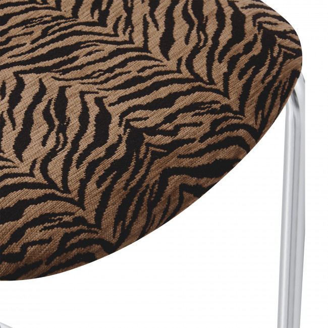 Marcel - Lot de 2 chaises imprimé tigre pieds chrome 