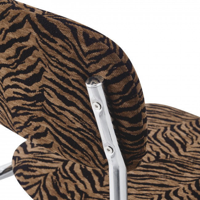 Marcel - Lot de 2 chaises imprimé tigre pieds chrome 