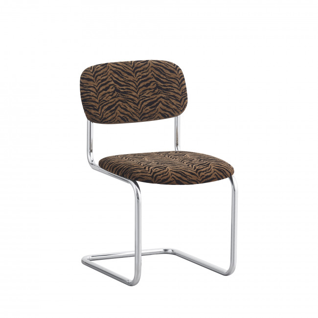 Marcel - Lot de 2 chaises imprimé tigre pieds chrome 