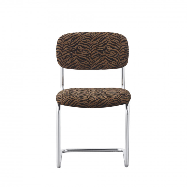 Marcel - Lot de 2 chaises imprimé tigre pieds chrome 