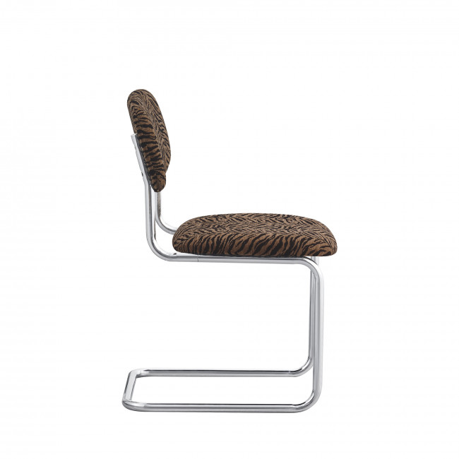 Marcel - Lot de 2 chaises imprimé tigre pieds chrome 