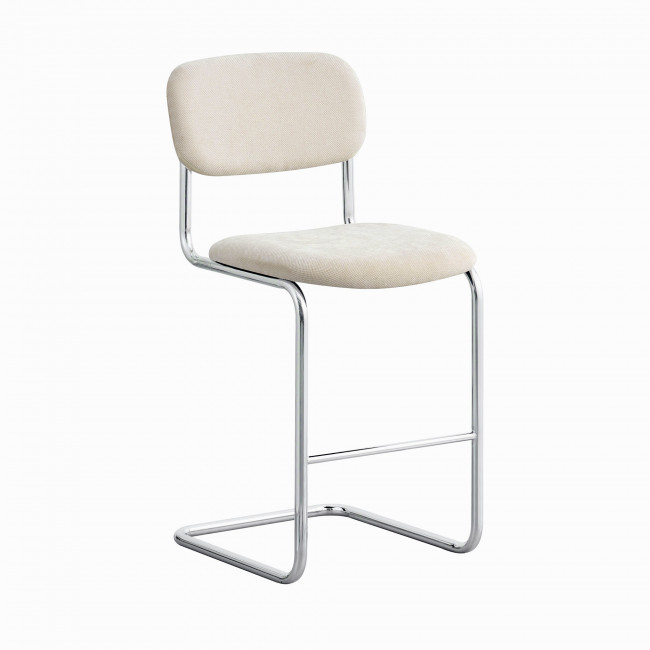 Marcel - Lot de 2 tabourets de bar en tissu pieds chrome H65cm 