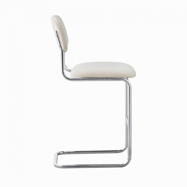Marcel - Lot de 2 tabourets de bar en tissu pieds chrome H65cm 