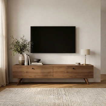 Yara - Meuble TV 2 portes en bois L140cm