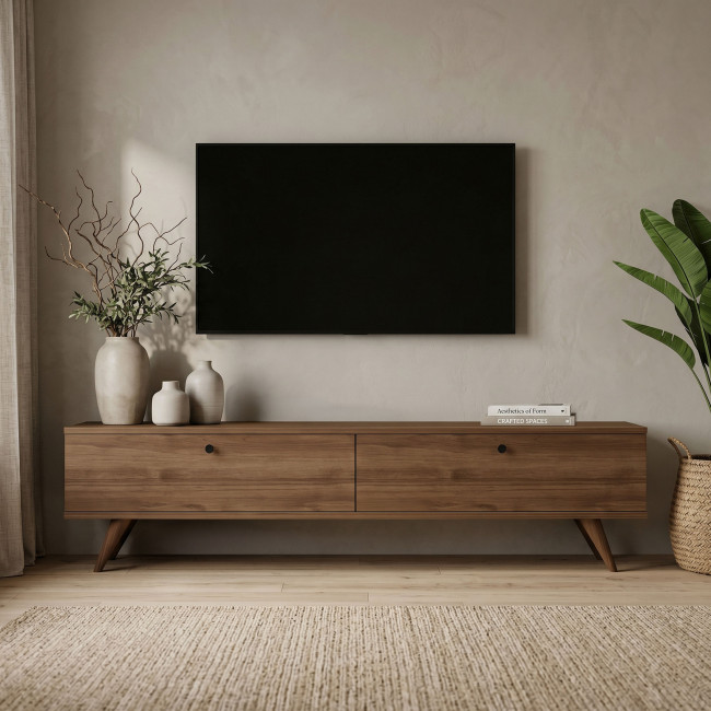 Yara - Meuble TV 2 portes en bois L140cm