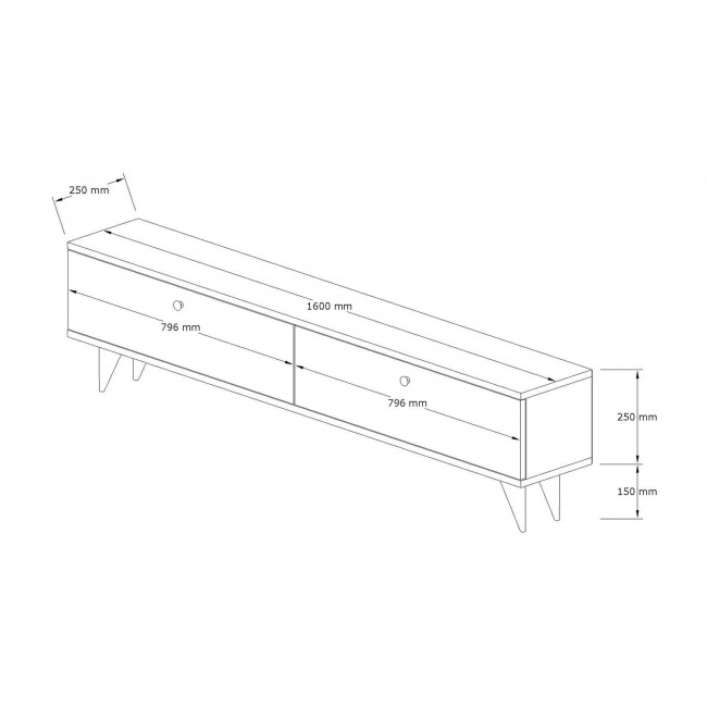 Yara - Meuble TV 2 portes plateau bois foncé L160cm