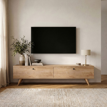 Yara - Meuble TV 2 portes en bois L160cm