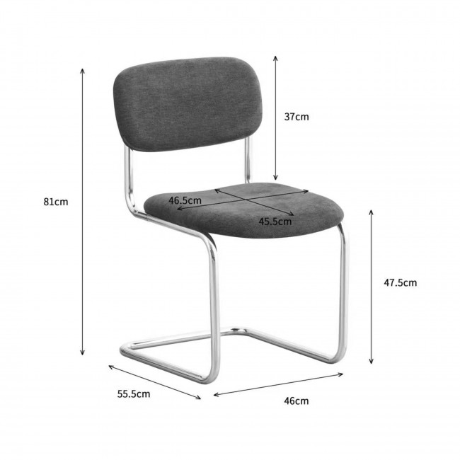 Marcel - Lot de 2 chaises en tissu pieds chrome 