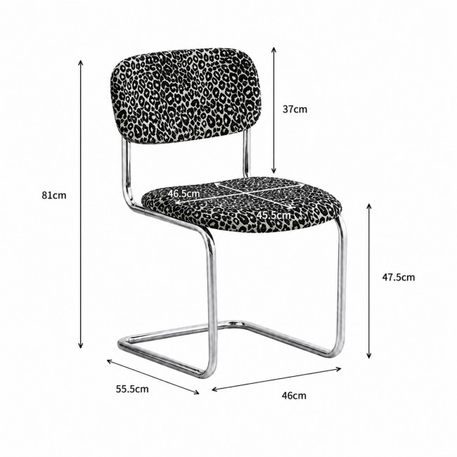 Marcel - Lot de 2 chaises imprimé animal pieds chrome 