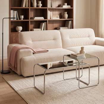 Rika - Table d'appoint en miroir pieds chrome