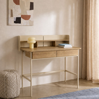 Copa - Bureau 2 tiroirs en bois et métal L100cm