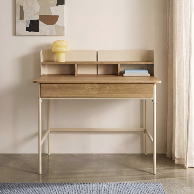 Copa - Bureau 2 tiroirs en bois et métal L100cm