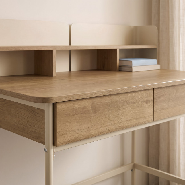 Copa - Bureau 2 tiroirs en bois et métal L100cm