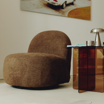 Groovy - Fauteuil pivotant en tissu chenille côtelé