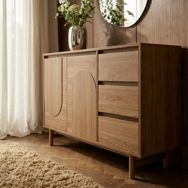 Abby - Buffet 2 portes 3 tiroirs en bois L110cm