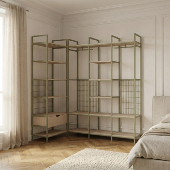 Aqaba - Kit dressing modulable 3 éléments en métal et bois L140xH179,5cm