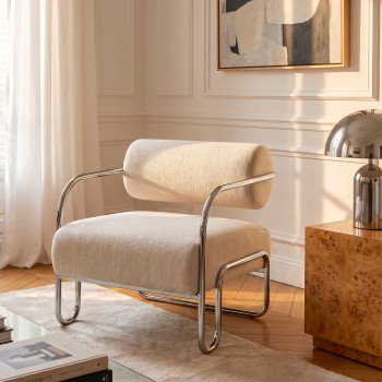 Emil - Fauteuil en tissu pieds chrome