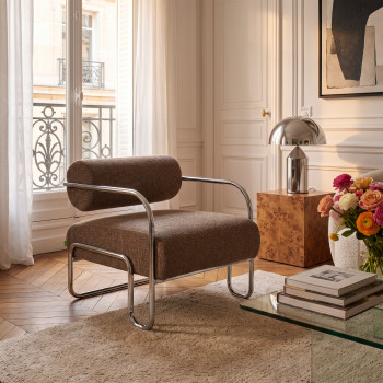 Emil - Fauteuil en tissu pieds chrome