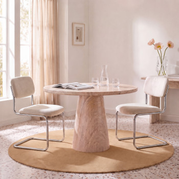 Marcel - Lot de 2 chaises en tissu pieds chrome 