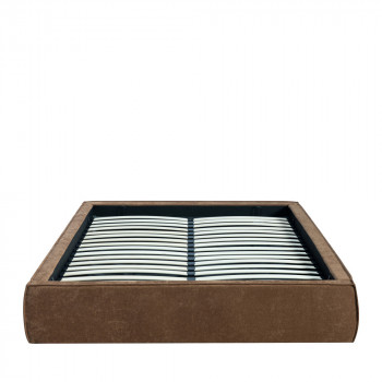 Liberio - Lit coffre en tissu 140x190cm