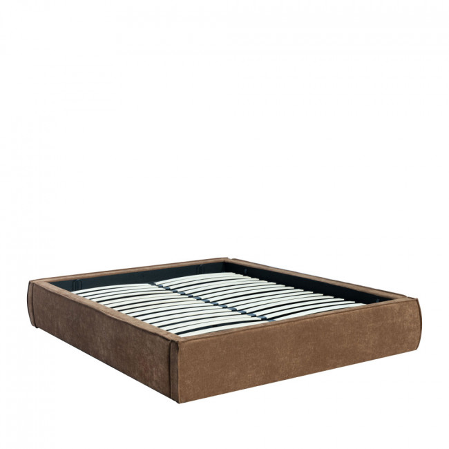 Liberio - Lit coffre en tissu 140x190cm