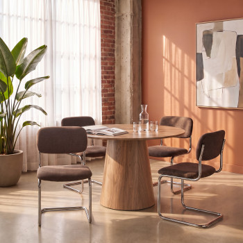 Marcel - Lot de 2 chaises en tissu pieds chrome 