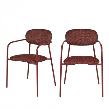 Anatole - Lot de 2 fauteuils de table en tissu pieds métal