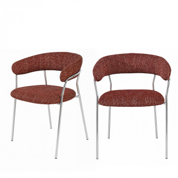 Celesty - Lot de 2 fauteuils de table en tissu pieds chrome