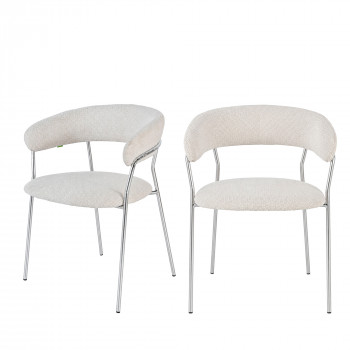 Celesty - Lot de 2 fauteuils de table en tissu pieds chrome