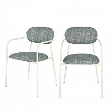 Anatole - Lot de 2 fauteuils de table en tissu pieds métal