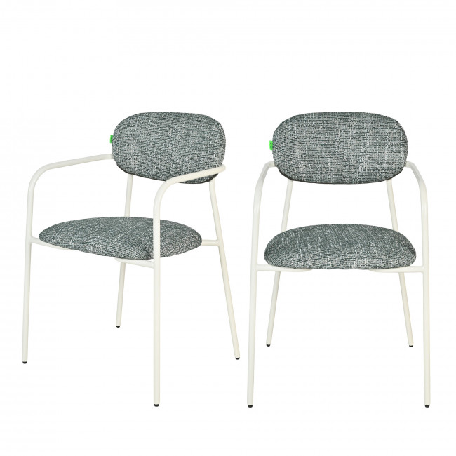 Anatole - Lot de 2 fauteuils de table en tissu pieds métal