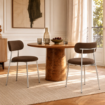 Elli - Lot de 2 chaises en tissu pieds chrome