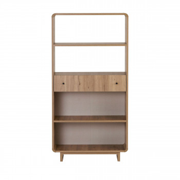 Dima - Étagère 1 tiroir aux bords arrondis en bois H153cm