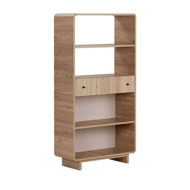 Dima - Étagère 1 tiroir aux bords arrondis en bois H153cm