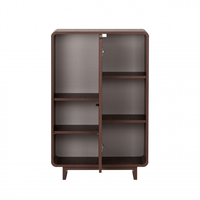 Dima - Buffet haut 1 porte aux bords arrondis en bois H110cm