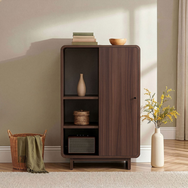 Dima - Buffet haut 1 porte aux bords arrondis en bois H110cm