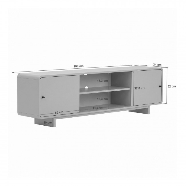 Dima - Meuble tv 2 portes aux bords arrondis en bois L180cm