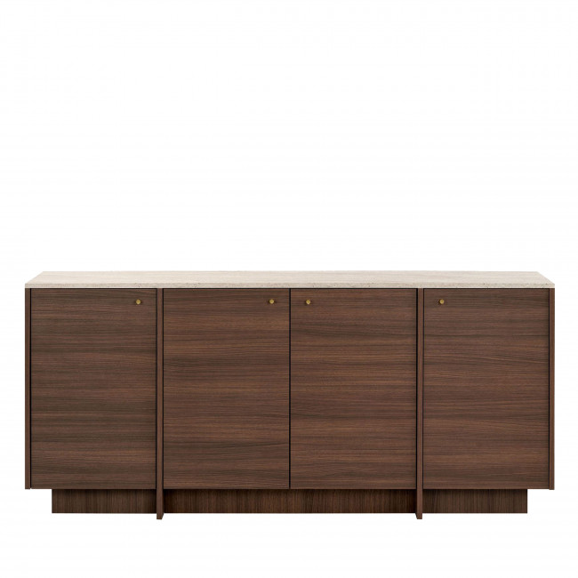 Hopa - Buffet 4 portes plateau effet travertin et bois L180cm