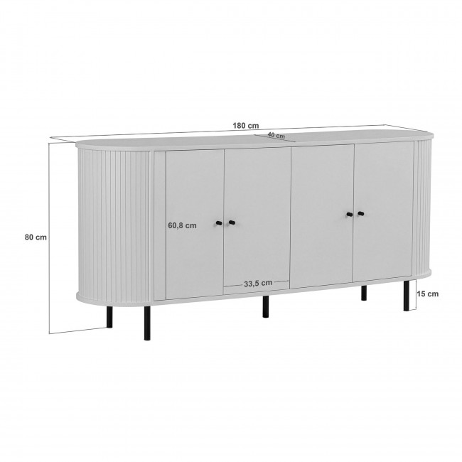 Pazar - Buffet 4 portes aux bords arrondis en bois L180cm