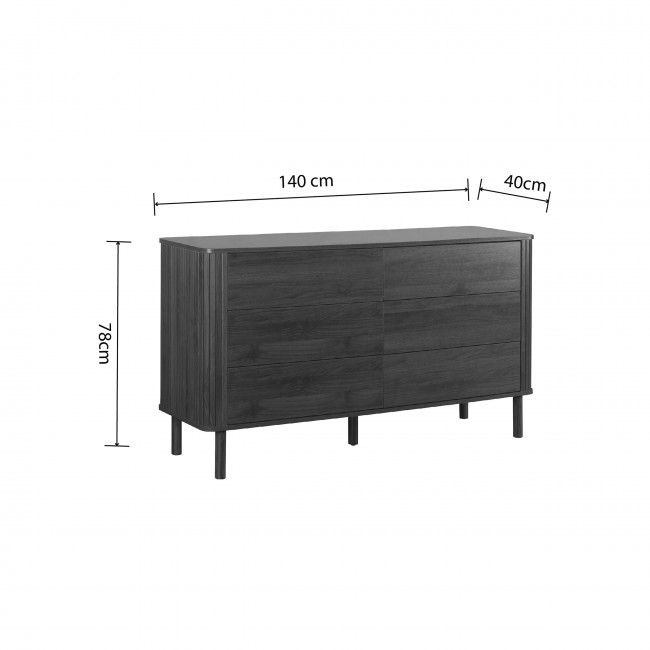 Maya - Commode 6 tiroirs en bois L140cm