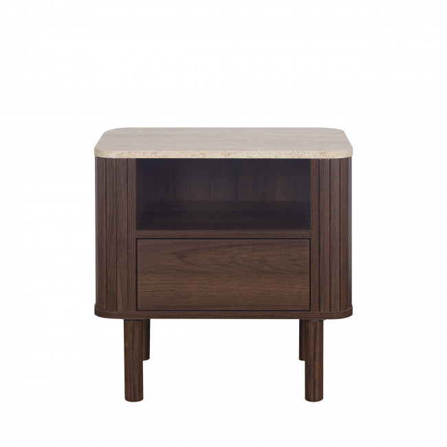 Maya - Table de chevet 1 tiroir en bois effet travertin
